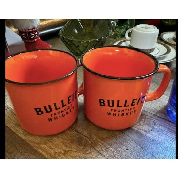 Bulleit Frontier Whiskey Orange Enamel Camp Mug Set - Picture 3 of 4